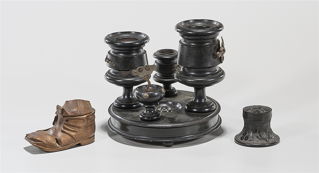 Three vintage wooden desktop