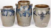 THREE VIRGINIA STONEWARE CROCK