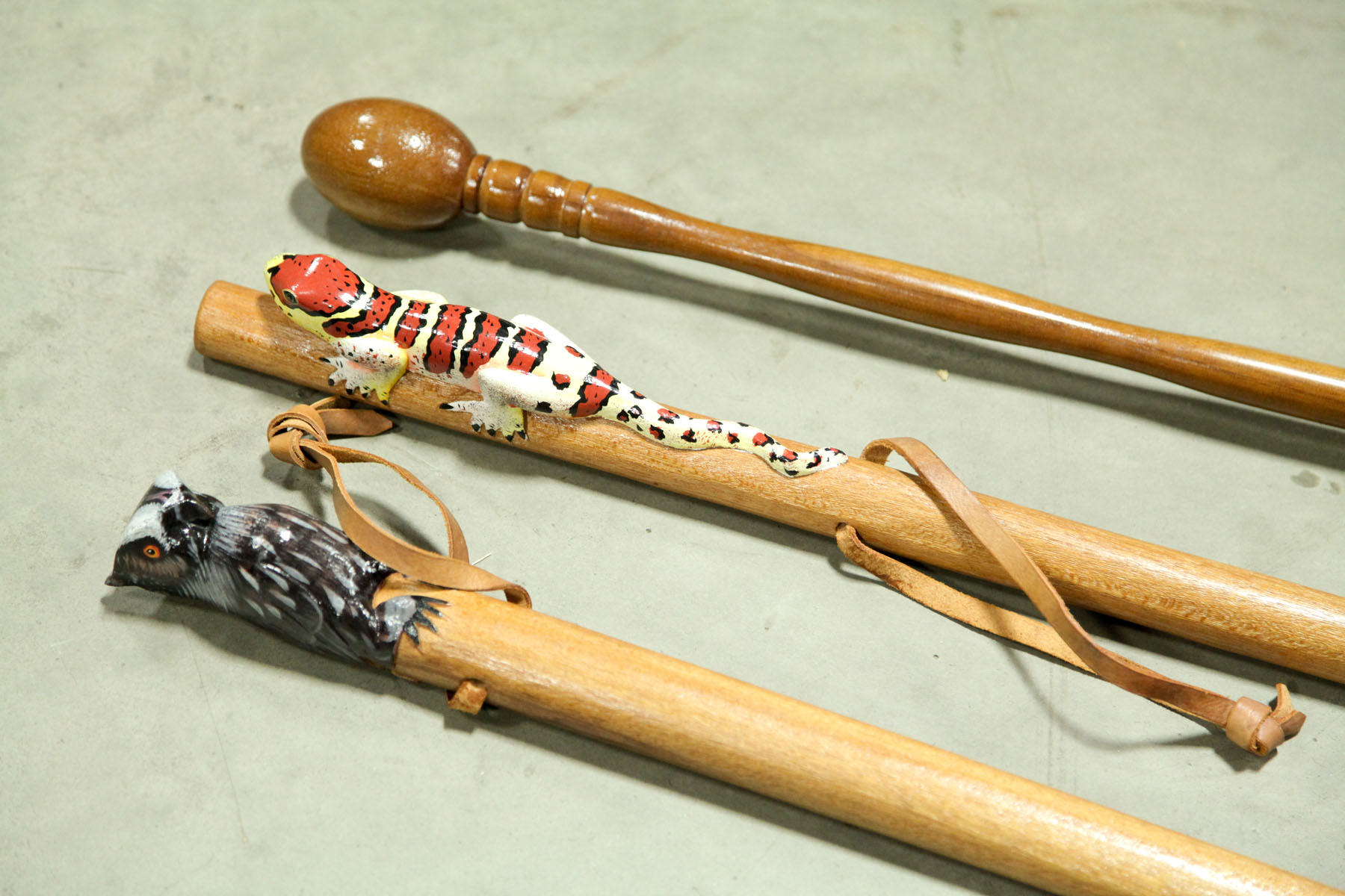 THREE WALKING STICKS.  American