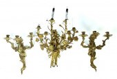 THREE WALL SCONCES.  American