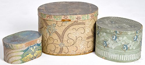 THREE WALLPAPER BOXES, 19TH C.Three