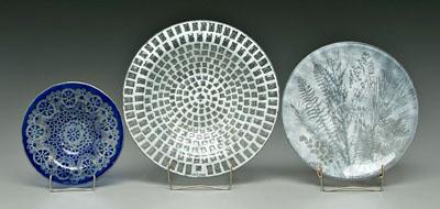 Three Walter art glass plates