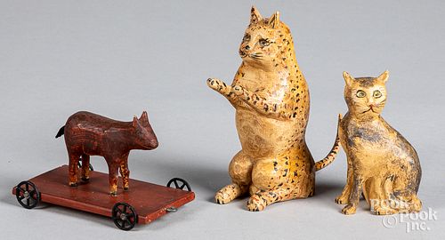 THREE WALTER GOTTSHALL CARVED AND