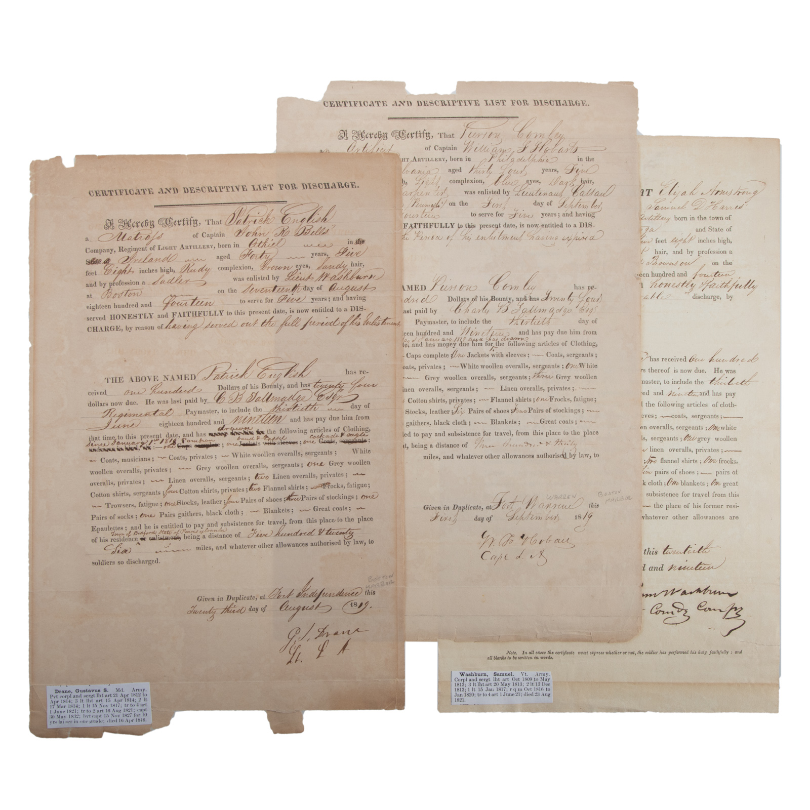 THREE WAR OF 1812 SOLDIERS'