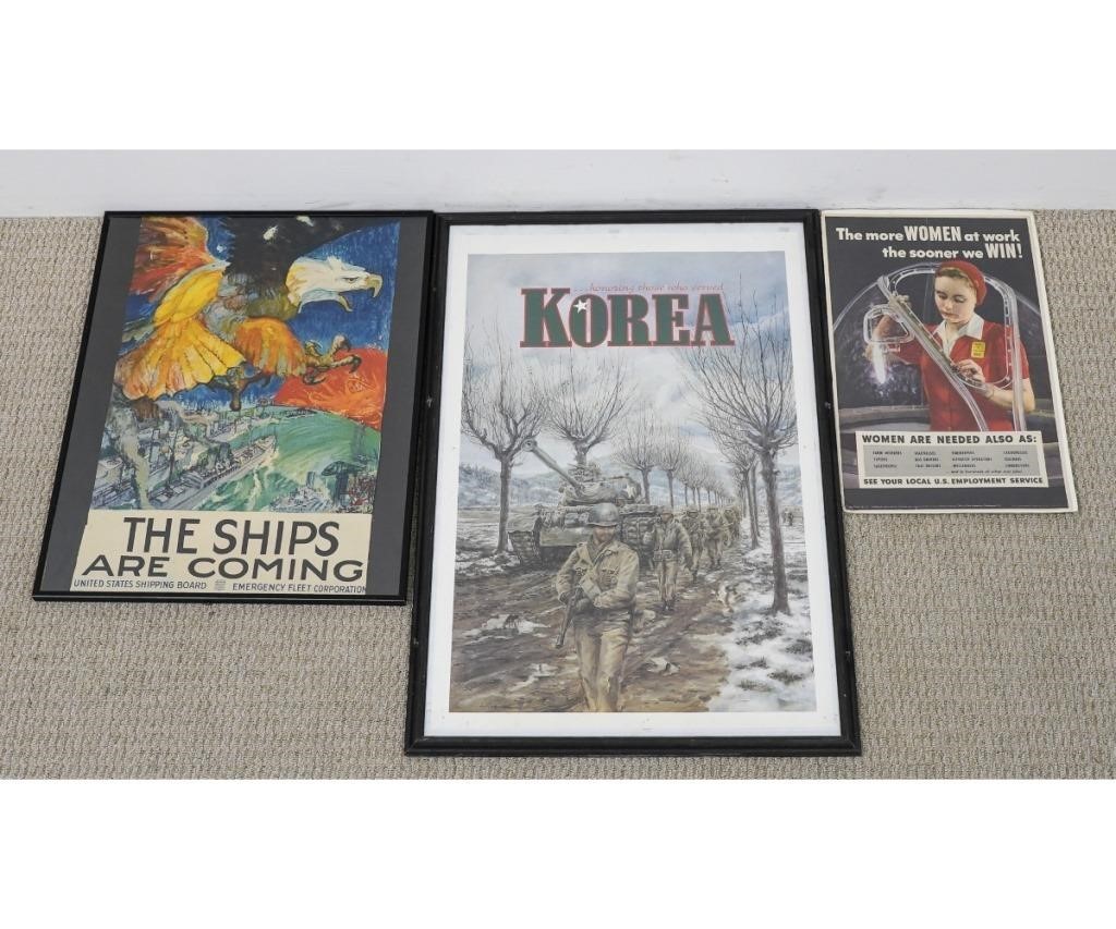 Three war posters, the largest