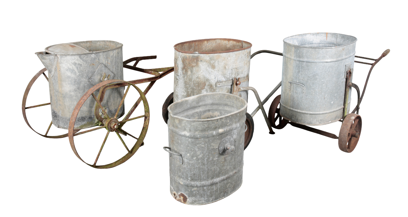 THREE WATER BARROWS each with