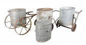 THREE WATER BARROWS each with