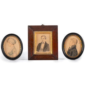 Three Watercolor Portraits 19th