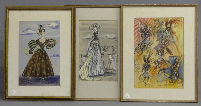 Three watercolors by Miles White