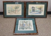 THREE WATERCOLORS OF PARISIAN