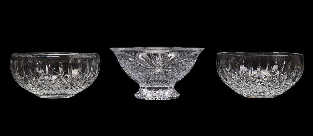 THREE WATERFORD CRYSTAL BOWLS,