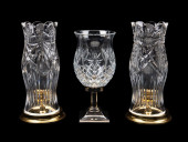 THREE WATERFORD CRYSTAL CANDLE