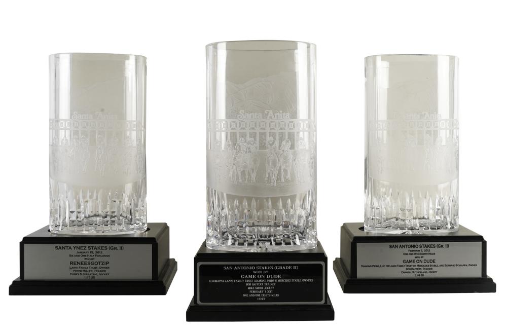 THREE WATERFORD CRYSTAL SANTA ANITA