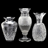 THREE WATERFORD CRYSTAL VASES<