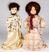 THREE WAX DOLLS, WITH GLASS EY