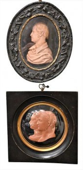 THREE WAX RELIEF PORTRAIT PLAQ