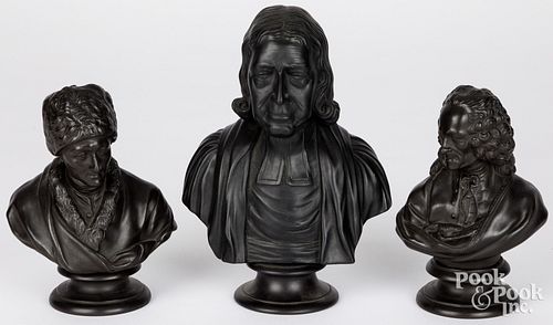 THREE WEDGWOOD BLACK BASALT