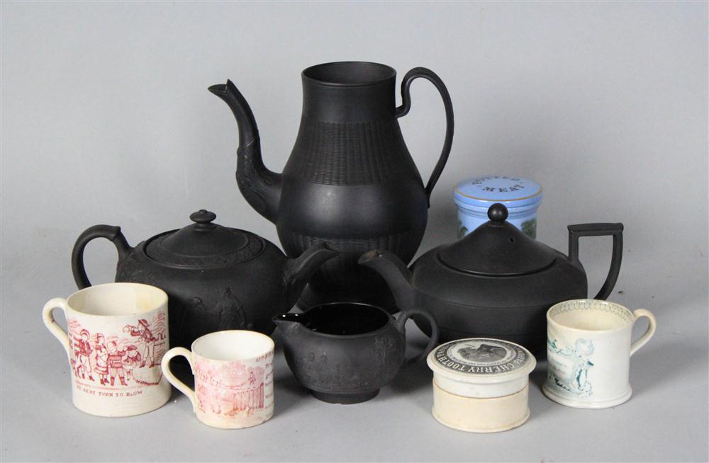 THREE WEDGWOOD BLACK BASALT