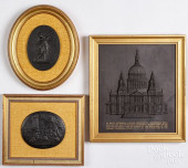 THREE WEDGWOOD BLACK BASALT PL