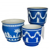 THREE WEDGWOOD BLUE JASPER POR