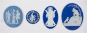 THREE WEDGWOOD BLUE JASPERWARE