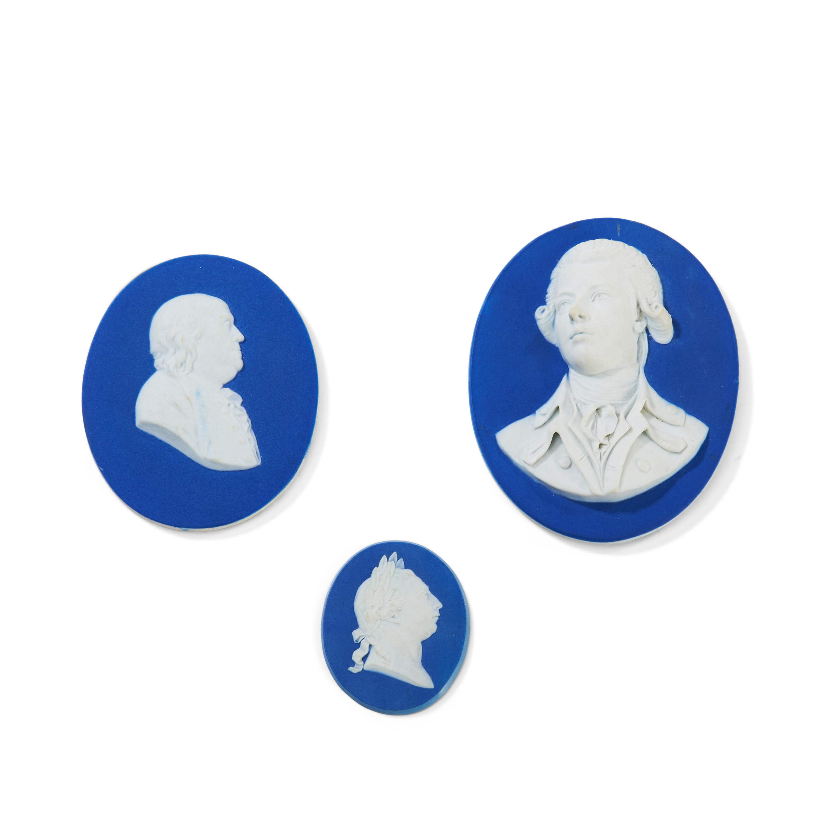 THREE WEDGWOOD DARK BLUE JASPER DIP