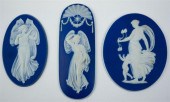 THREE WEDGWOOD DEEP-BLUE JASPE