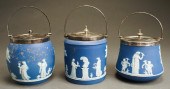 THREE WEDGWOOD JASPERWARE SILV