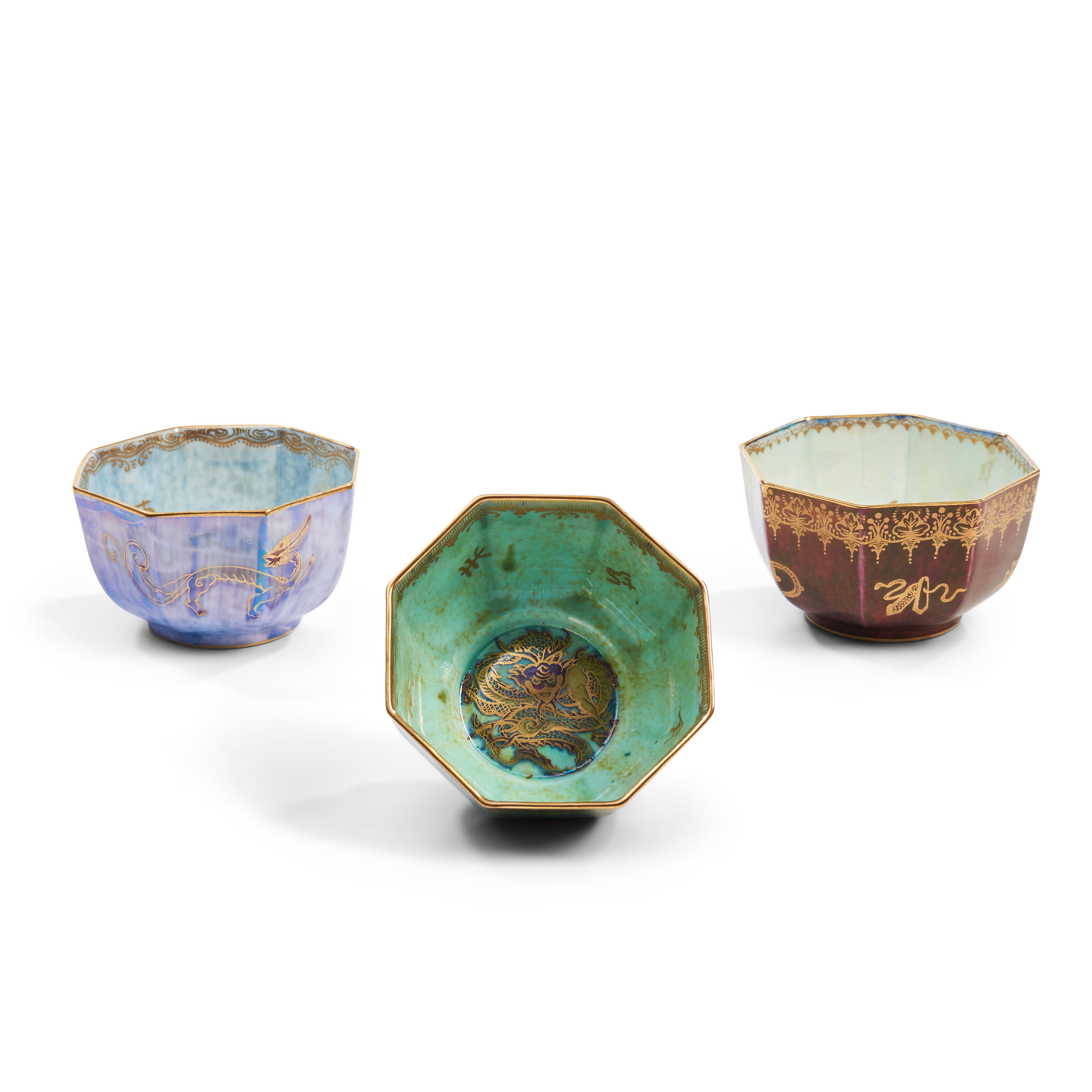 THREE WEDGWOOD LUSTRE BOWLS,