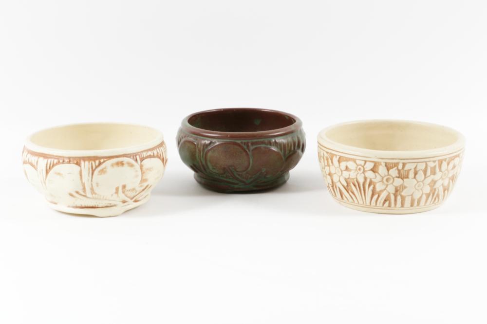 THREE WELLER NARCISSUS BOWLS, TWO 2