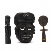 THREE WEST AFRICAN WOODEN CARV