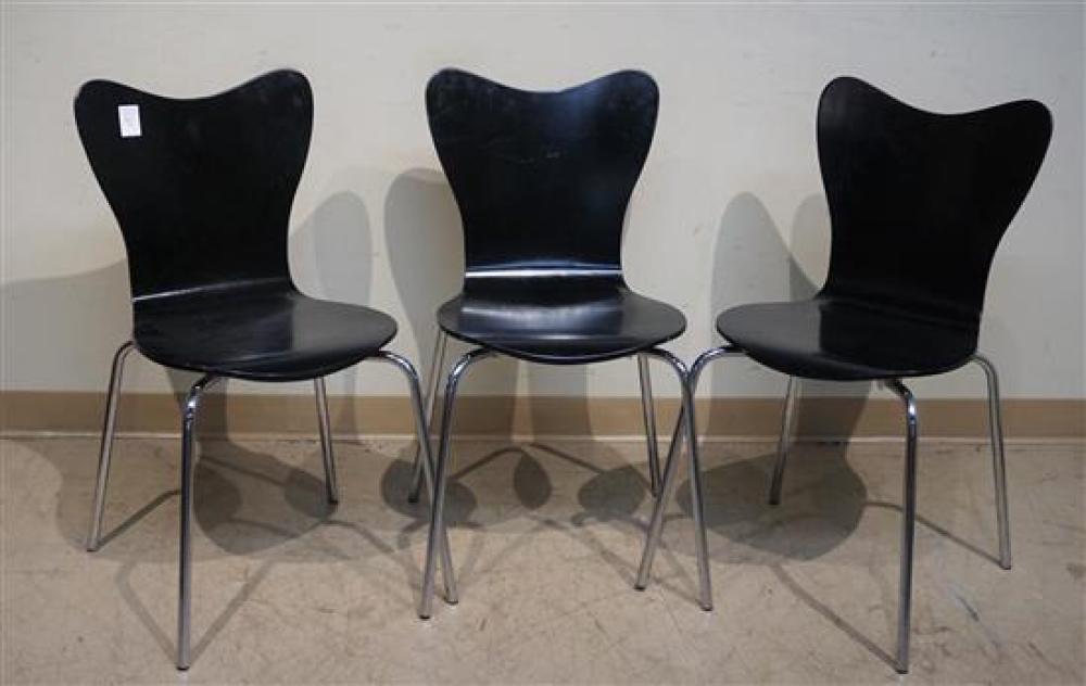 THREE WEST ELM EBONIZED PLYWOOD AND