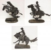 THREE WESTERN BRONZE HORSE AND