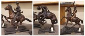THREE WESTERN BRONZE HORSE AND