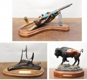 THREE WESTERN BRONZE SCULPTURE