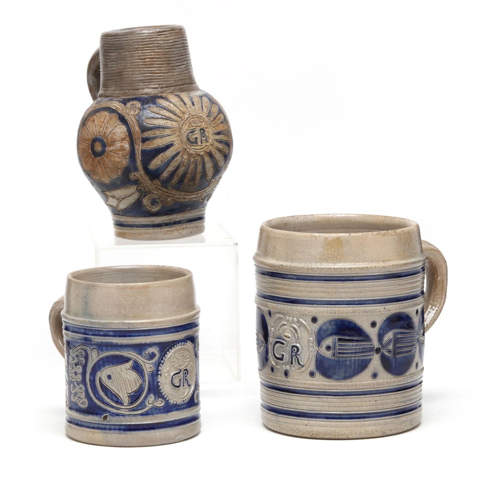 THREE WESTERWALD STONEWARE