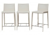 THREE WHITE AND CHROMED METAL