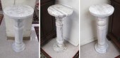 THREE WHITE CARRARA MARBLE PED