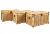 THREE WICKER TRUNKSThree Wicke