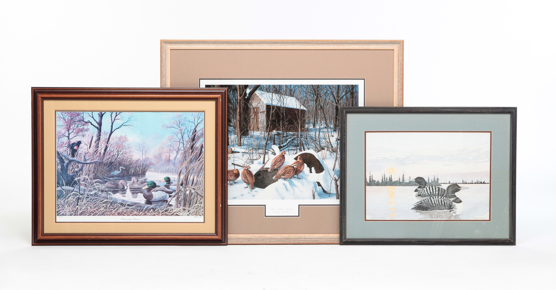 THREE WILDLIFE PRINTS. Late 20th