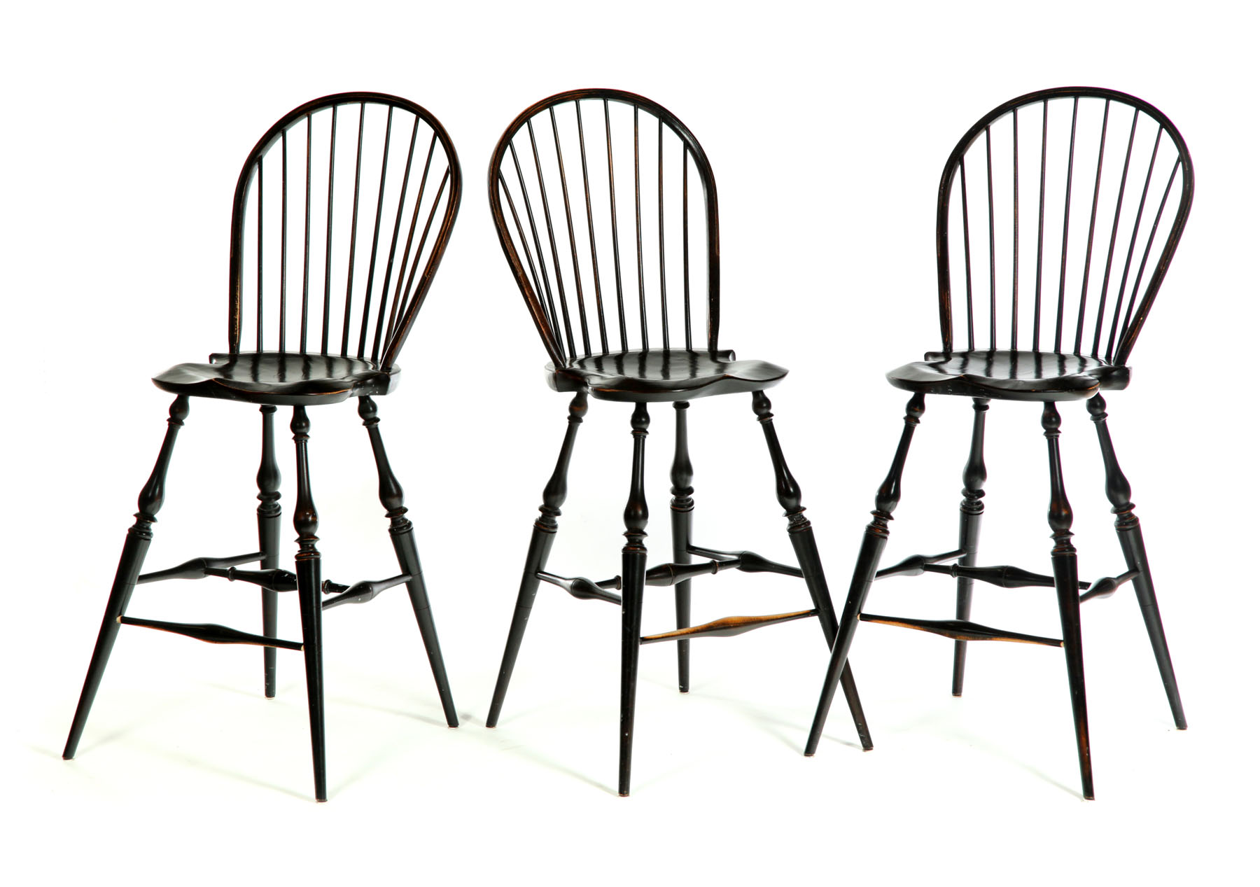 THREE WINDSOR BAR STOOLS.  American