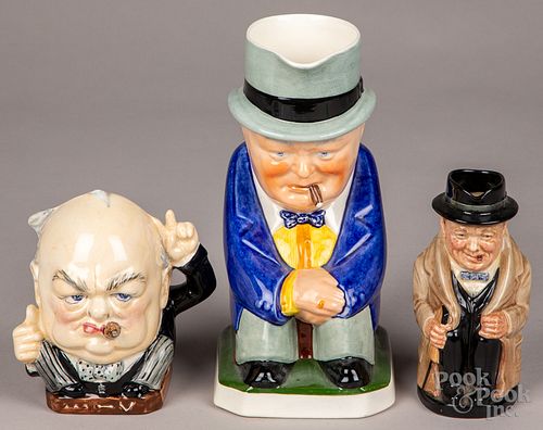 THREE WINSTON CHURCHILL FIGURAL