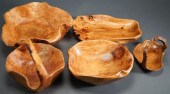 THREE WOLVERINE WOOD BOWLS AND