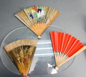 THREE WOOD AND DECORATED PAPER