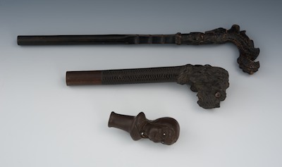 Three Wood Carved Figurative
