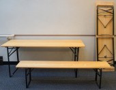 THREE WOOD FOLDING BENCHES L: