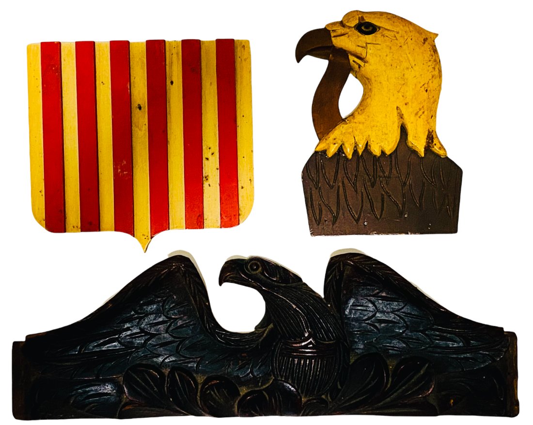 THREE WOOD FOLK ART PATRIOTIC