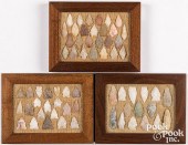 THREE WOOD FRAMES CONTAINING S