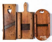 THREE WOOD SLAW BOARDS, 19TH C