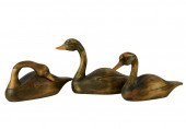 THREE WOODEN BIRD DECOYSThree